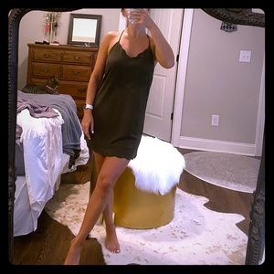 Adjustable green suede dress